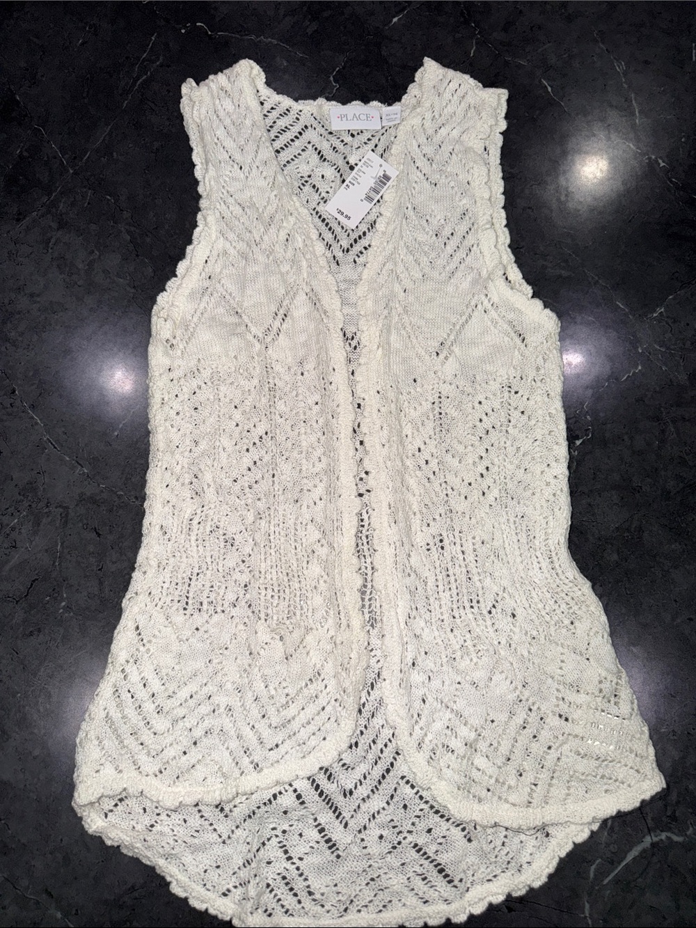 The Children's Place Cream Open-Knit Sleeveless Vest